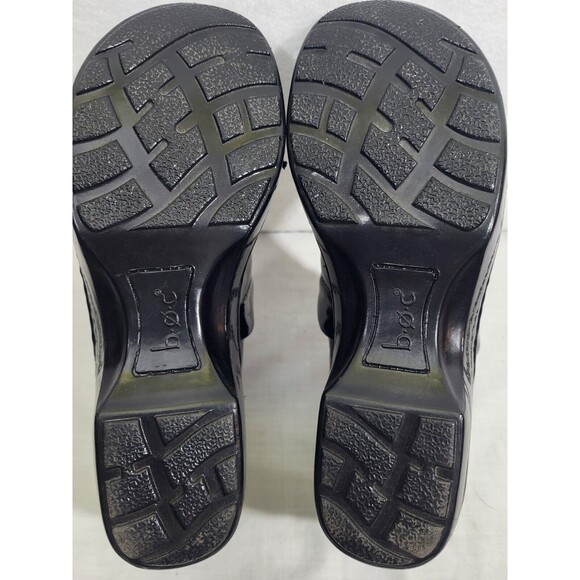 B.O.C. Nurse Platform Leather Slip On Clogs Work Shoes 9 Black Shiney - Picture 7 of 7